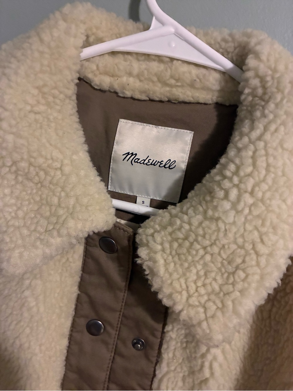 Madewell - Burton Front - Cream/Neutral Sherpa Jacket - Size Small - Picture 4 of 7